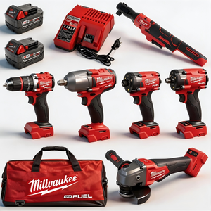 <span class=keywords><strong>Kit</strong></span> de Herramientas para el Hogar con Batería de Litio <span class=keywords><strong>Milwaukee</strong></span> de 18 V, Juego de Herramientas Multifuncional <span class=keywords><strong>M18</strong></span> FUEL con Llave Inglesa, Amoladora, <span class=keywords><strong>Taladro</strong></span>, 10 Piezas, Todo en Uno - Product Image 1
