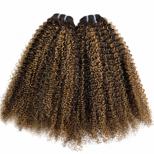 Extensiones de Cabello Humano Rizado Afro, Color 27, Destacado 4A 4B, Marrón Rubio Mezclado, Textura Suave y Abundante - Product Image 2