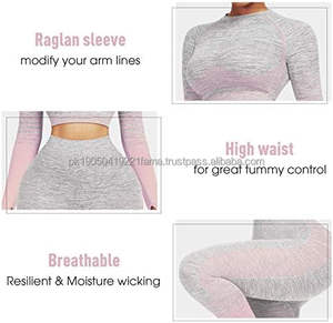 Nouveauté 2026 – Vente en gros : Hauts de yoga respirants sans coutures pour femmes avec logo personnalisé, ensembles de sport 2/3 pièces, tenues de fitness et survêtements. - Product Image 3