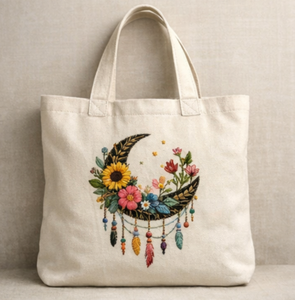 กระเป๋าผ้าแคนวาสพิมพ์ลายโลโก้ส่วนตัว COTTON FIELD กระเป๋าผ้าฝ้ายรีไซเคิลสำหรับผู้หญิงพร้อมลายปัก - Product Image 1