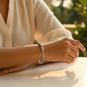 Bracelet en chaîne tressée en or 18 carats et argent 925 avec diamants pour femmes, à porter au quotidien, bracelets tennis, joncs, plaqué rhodium, motif floral - Product Image 3