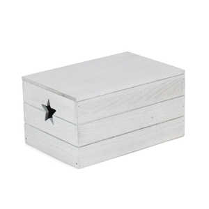 Vintage Wooden Storage Box with Star Cut Out Design Retro Decorative Style - Product Image 2