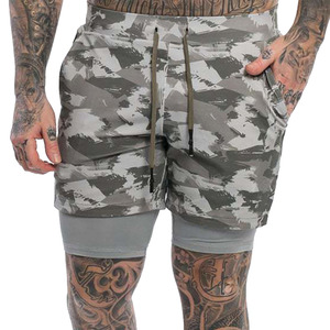 Venta de verano, pantalones cortos dobles de cintura alta para hombres, gimnasio, Fitness, Yoga, botín, estilo informal con patrón de decoración, talla 6XL para deportes - Product Image 5