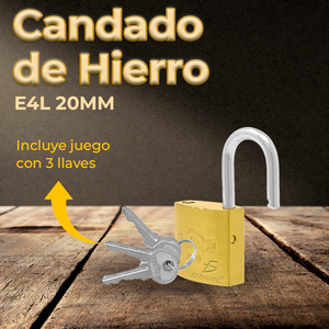 Lucchetto in Ferro e Acciaio con Gancio Corto Dorato 20mm, Combinazione a Cifre con Chiave - Product Image 6