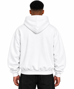 Sweat à capuche AURA d'hiver de haute qualité, blanc, style streetwear, coupe oversize, 80% coton 20% polyester, avec poche, longueur courte, tissé pour homme - Product Image 2