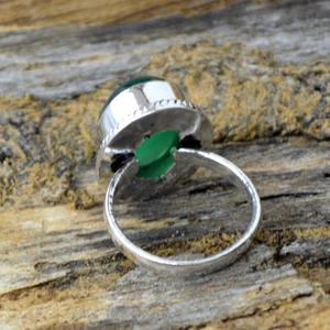 925 argent Sterling classique femmes vert Onyx bague à la main pierre précieuse naturelle ovale coupe cristal lunette réglage pour fiançailles - Product Image 3