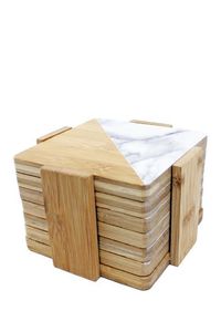 Vente chaude bois et blanc résine époxy sous-verres carrés absorbants sous-verres pour boissons décoratif tasse à café tapis pour salon - Product Image 5
