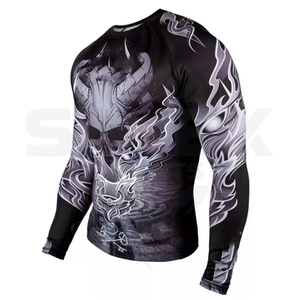 T-shirt de compression à manches longues personnalisé avec logo de surf MMA BJJ, imprimé par transfert thermique, rashguards de Jiu Jitsu anti-UV UPF50+, créez le vôtre - Product Image 5