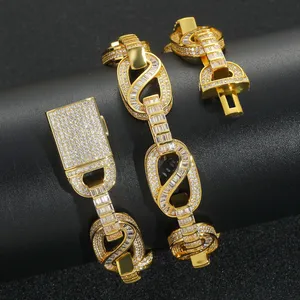 Cadena de eslabones cuadrados de circonio y plata de 15 mm al por mayor, joyería hip hop, collar de compromiso para hombres y mujeres, 9 pulgadas de longitud - Product Image 6