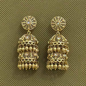 ต่างหูห่วงแฟชั่น Jhumki โบราณพร้อมชุบทองเครื่องประดับแฟชั่นเทียมขายส่งในอินเดีย - Product Image 3