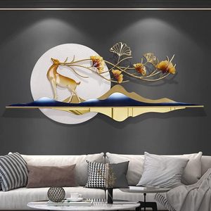 Vente chaude nouvelles feuilles de Ginkgo et cerf mur Art métal montagne Design pour la décoration intérieure pour chambre salon accroche parfaitement - Product Image 1