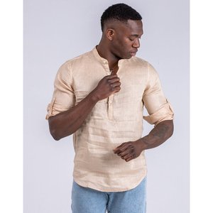 Camisa de Lino Ligera y Cómoda para Hombre, Estilo Casual con Cuello de Botones, Estampado, Manga Larga, Transpirable, Imperio Shop - Product Image 1