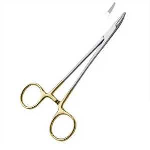 Medio oro plateado Iris tijera 115mm doble curva goma tijeras rectas dentales goma tijeras - Product Image 5