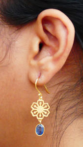 Party Wear 925 Sterling Silver Gold Plated Jewelry Kyanite Gemstone Women Wear Hanging <b>Snowflake</b> <b>Earring</b> - Product Image 6