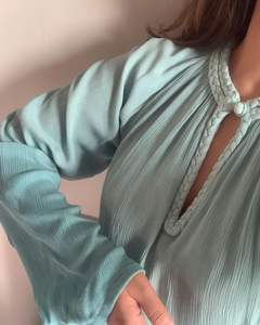 Conjunto de dos piezas de primavera 2024, ropa de mujer, conjunto de camisa de manga larga, conjunto de dos piezas de longitud completa con tinte de corbata para mujer - Product Image 4