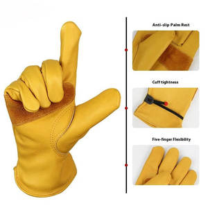 Gants de travail en cuir de vachette en gros, gants de conduite en cuir résistant, gants de sécurité pour homme, gants de construction en cuir - Product Image 6