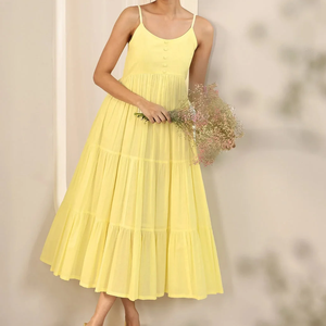 Vestido maxi floral de verano para mujer con tirantes finos, cuello cuadrado, corte en A y abertura, estilo casual - Product Image 2