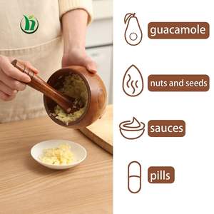 Wood Mortar and Pestle Set Wood <b>Grinder</b> Bowl for Guacamole, Salsa, <b>Herb</b> Crusher and Pill Manual Bowl Seasonings Pill Crusher - Product Image 2
