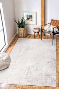 Tapis en velours blanc crème lavable, 10 mm, doux, en polyester tissé, base antidérapante, style Kilim moderne turc, taille personnalisée - Product Image 6