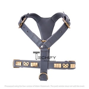 Arnés ajustable de cuero Premium para perro, elegante, cómodo, durabilidad, decoración clincher, diseño sin tirones, correa de cuello con hebilla para caminar - Product Image 4