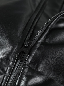 Chaqueta bomber de cuero personalizada directa de fábrica para hombre, transpirable e impermeable, estilo Hip Hop para invierno, precio al por mayor - Product Image 3
