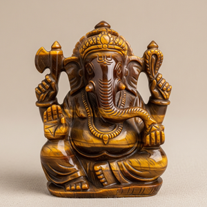 Estatua de Ganesha hecha a mano, figurita de ojo de Tigre, cristal de cuarzo, pulsera de Chakra, Ágata tallada, piedra preciosa, recuerdo curativo - Product Image 2