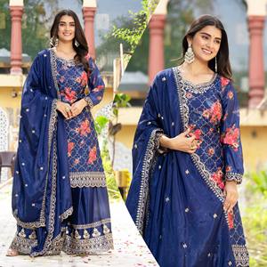 ชุดปาร์ตี้ดูดีไซน์เนอร์จากด้านบนและ dupatta พร้อมงานปักลำดับ - Product Image 1