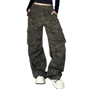 Pantalones de pierna ancha de cintura alta para mujer, pantalones de camuflaje holgados con múltiples bolsillos, Pantalones rectos de estilo callejero de verano para chica fresca - Product Image 1