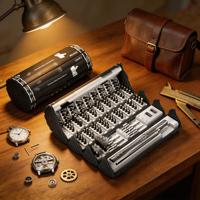 Juego de Destornilladores de Precisión 128 en 1 con Mango de Acero, Kit de Herramientas de Reparación Magnéticas con 122 Puntas, Grado DIY, OEM, Estuche Personalizable