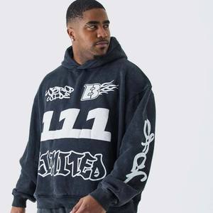 Lavado ácido de gran tamaño púrpura para Puff Print Recortado Gusset Casual Winter Logo Ecológico Transpirable Sudadera con capucha Flare Pantalones de chándal - Product Image 4