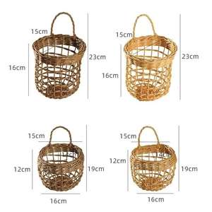 ตะกร้าหวายใส่ไข่ผลไม้สำหรับจัดเก็บในครัว ตะกร้าเก็บของติดผนังแบบสาน สีสันปรับแต่งได้ ใช้ได้ทั้งภายในและภายนอกบ้าน - Product Image 1