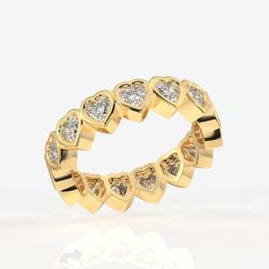 18K Gold Heart Cut Moissanite Diamond Eternity Band <b>Ring</b> - Product Image 6