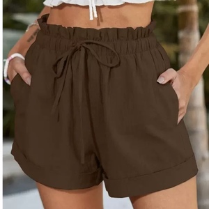 Pantalones cortos informales de verano para mujer, cintura alta, elásticos, transpirables, holgados, Color sólido, los últimos modelos de moda para gimnasio - Product Image 4