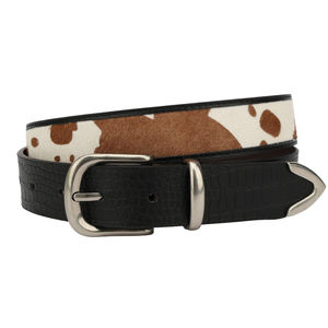 Ceinture unisexe en cuir de vache véritable avec poils, haut de gamme, motif unique, tendance streetwear, service OEM - Product Image 2