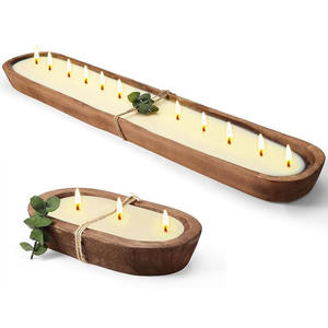 Meilleur prix de gros bol de bougie de soja naturel forme ovale en bois la plus longue pièce maîtresse de décoration de table pour la décoration intérieure 100 pièces quantité minimale de commande - Product Image 4