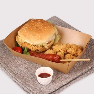 Chất lượng cao tùy chỉnh dùng một lần Sushi khay giấy kraft Thuyền bao bì thực phẩm Hộp chất lượng Bìa giỏ - Product Image 1