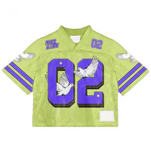 Maillot de football américain personnalisé à manches courtes, respirant, grande taille, séchage rapide, jaune, design en maille, transfert thermique – Meilleures ventes - Product Image 5