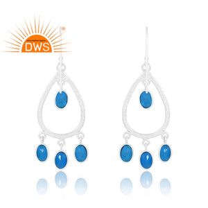 Meilleure vente 925 argent Sterling Doublet bleu topaze Quartz pierres précieuses balancent boucle d'oreille bijoux personnalisés pour les femmes cadeau pour elle - Product Image 2