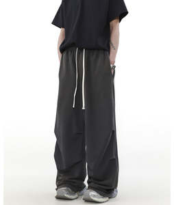 Pantalones Deportivos Personalizados, Holgados, de Pierna Ancha, de Algodón, Estilo Deportivo, con Efecto Deslavado al Ácido para Hombre - Product Image 4