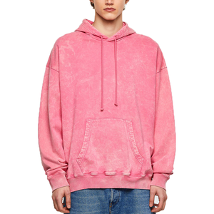 เสื้อฮู้ดดี้ผู้ชายแบบฟอกกรดสำหรับฤดูหนาว - ผ้าฝ้ายเฟรนช์เทอร์รี่ขนาดใหญ่พิเศษ ปรับแต่งได้ สไตล์สตรีทแวร์ ดีไซน์วินเทจ กันน้ำ - Product Image 1