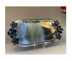 Ensemble de deux plateaux de service en acier inoxydable de tailles différentes, vaisselle de qualité supérieure, plateau décoratif pour aliments - Product Image 5