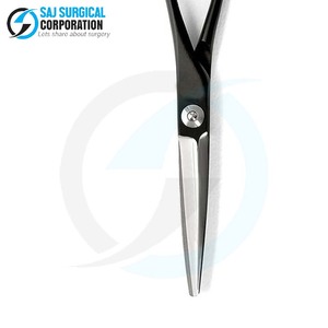 Tijeras de peluquero de diseño de belleza negra contemporánea Tijeras de pelo de acero japonesas de diseño de mango innovador para salones modernos - Product Image 5