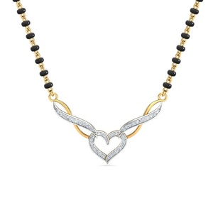 Stonewels Manahputa Mangalsutra Modern Elegance Intricate Black Beads Yellow <b>Gold</b> Accents Trendy Diamond-Inspired Wedding - Product Image 1