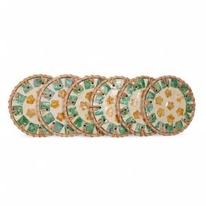 Sous-verre en nacre de haute qualité avec bordure en rotin artisanal pour la décoration de table à manger et la protection des boissons - Product Image 3