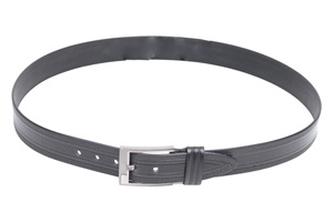 Cinturón de cuero negro de grano superior informal para hombre sólido - Product Image 5