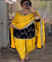 Gaun Gharara Pernikahan India dengan Dhoti untuk Wanita, Bahan Katun, Panjang Lantai, Dapat Dicuci Mesin, Jahitan Rapi