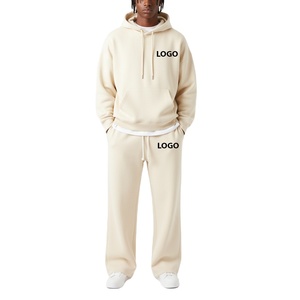 Conjunto Deportivo Unisex 2026, Estampado, 100% Algodón, Sudadera con Capucha Beige de Peso Medio y Pantalones Jogger de Pierna Ancha - Product Image 1