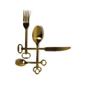 Vente directe d'usine en gros couteau fourchette cuillère ensemble mariage argent couverts en acier inoxydable ensembles de couverts avec manche noir - Product Image 2