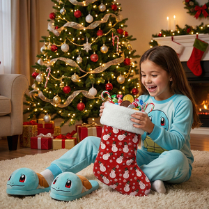 43 cm Christmas Design Stocking with Fur and Plaid for <b>Winter</b> Merry Christmas Occasions - Product Image 3