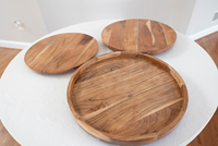Draaibare ronde acaciahouten vintage handgemaakte Lazy Susan presentatiestand voor kruiden en specerijen met 360 graden draaibare tafel